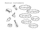 English Worksheet: Musical Instruments word match
