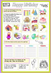 English Worksheet: happy birthday