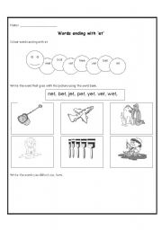 English Worksheet: Teaching words ending with et