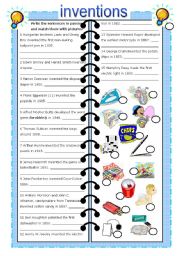 English Worksheet: inventions - past passive (with key)