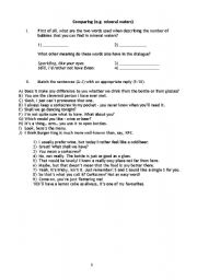 English worksheet: Comparing