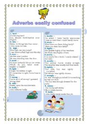 English Worksheet: Adverbs easily  confused