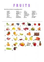 English Worksheet: FRUITS