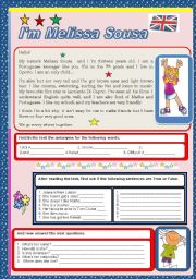 English Worksheet: Introduction-Im Melissa Sousa