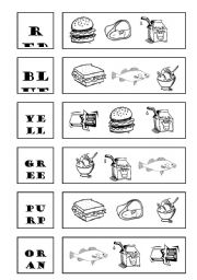 English Worksheet: fod and colours