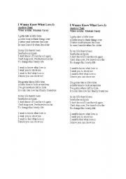English worksheet: Song - I wanna know what love is - Mariah Carey