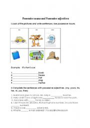 English Worksheet: possessive nouns and adjectives