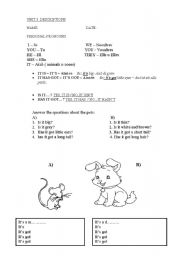 English worksheet: descriptions