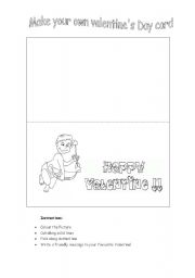 English Worksheet: Valentines Day card template