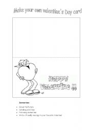 English Worksheet: Valentines Day card template