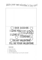 English Worksheet: Valentines Day card template
