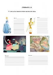 English Worksheet: Description of the characters in Cinderella