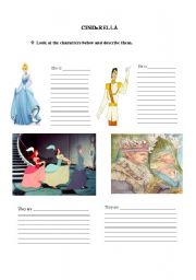 English worksheet: Description of the characters in Cinderella