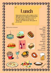English Worksheet: Lunch