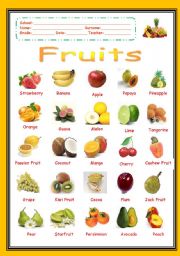 English Worksheet: Fruits