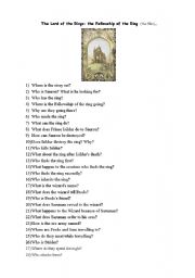 English Worksheet: The LOrd of the RIngs: The Fellowship of the Ring (film)