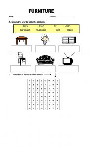 English worksheet: furniture