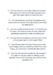 English Worksheet: Greek Gods Activity