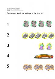 English worksheet: Numbers Matching