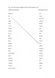 English Worksheet: Different American and British words