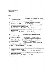 English worksheet: employment english skills