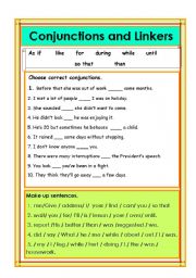 English Worksheet: Conjunctions and Linkers