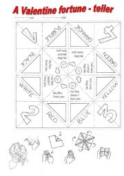 English Worksheet: A Valentine fortune - teller