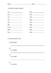 Ordinal Numbers and Dates