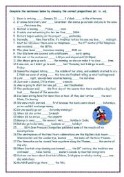English Worksheet: time and place prepositions