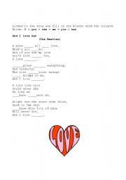 English worksheet: lyrics: I love her by the Beatles