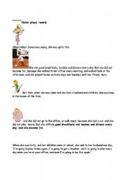 English Worksheet: Helen plays tennis