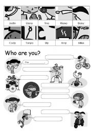 English Worksheet: Who are you?