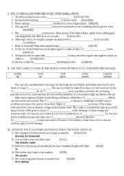 English Worksheet: WORD FORMS, OPEN CLOZE, SENTENCE TRANSFORMATION