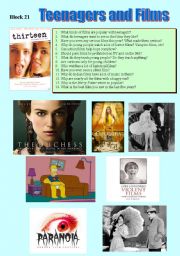English Worksheet: Teenagers and Films
