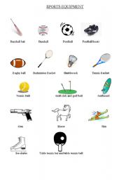 English worksheet: Sports equipment