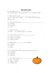 English Worksheet: elementary quiz for halloween