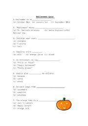 English worksheet: elementary quiz for halloween