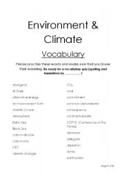 English worksheet: Environment & Climate Vocabulary