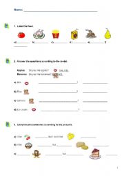 English worksheet: Food revision 1