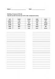 English Worksheet: Making Compound Words