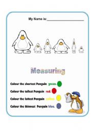 English Worksheet: Measuring with Club Penguin