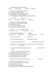 English worksheet: Intermediate Grammar test
