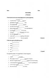English Worksheet: final test for the 1st semester VI grade