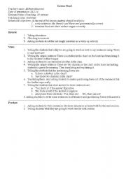 English worksheet: A lesson plan for some grammar points