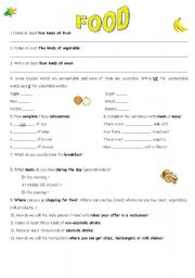 English worksheet: FOOD exercises