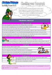 English Worksheet: The Writing Process Part 4: Checking Your Paragraph (2 pages + key)