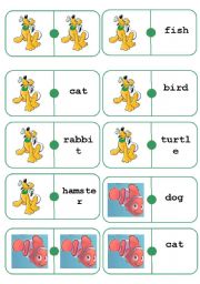 English Worksheet: Pets domino part one