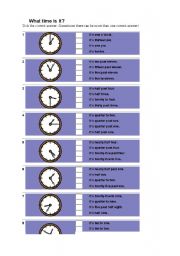 English Worksheet: What time is it?