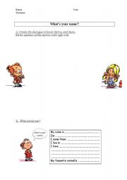 English worksheet: whats your name?