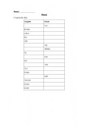 English Worksheet: singular-plural